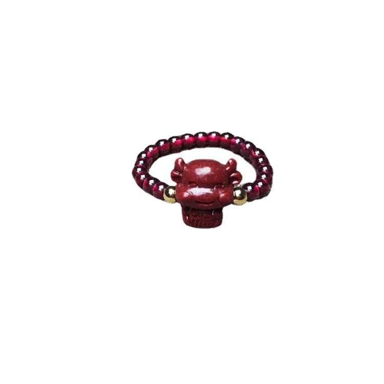 Cinnabar Natural Garnet With Rose Calf Rings