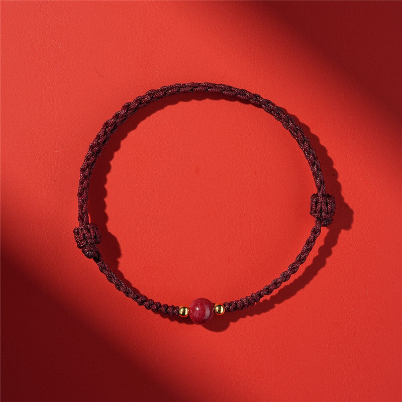 Life Red Rope Woven Cinnabar Jade Ethnic Style Advanced Bracelets