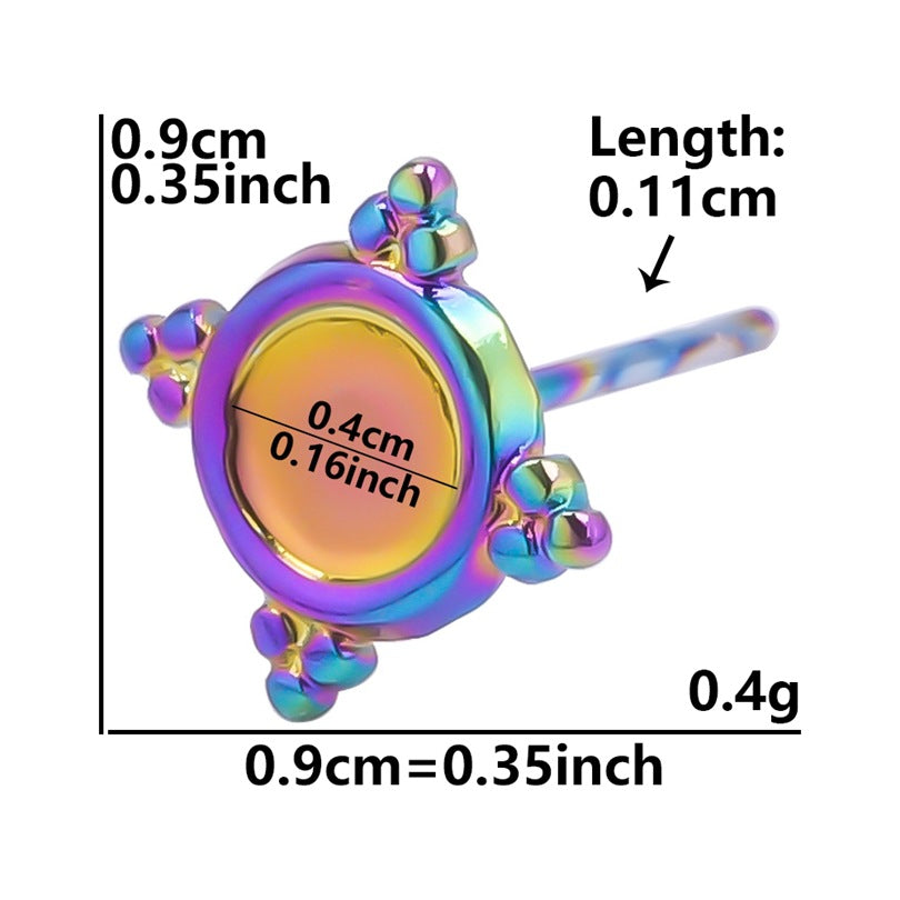 Stainless Steel Round Base Support Titanium Piercing Ear Clip Stud Earrings