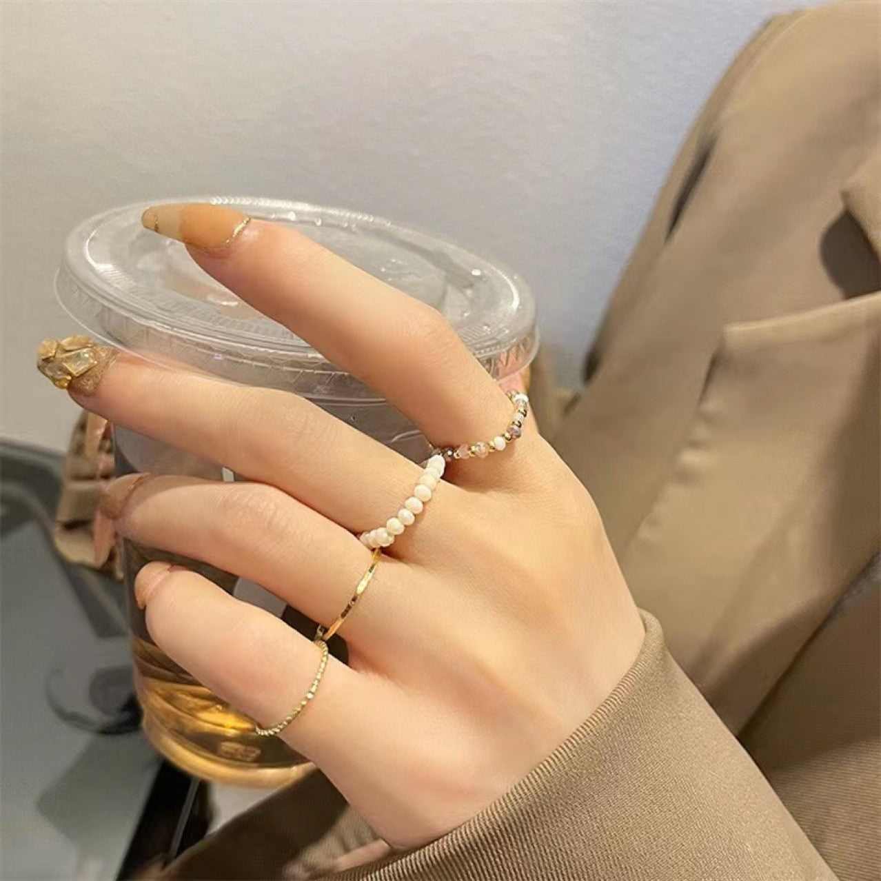Cold Style Simple Suit Combination Female Opening Adjustable Index Finger Ring