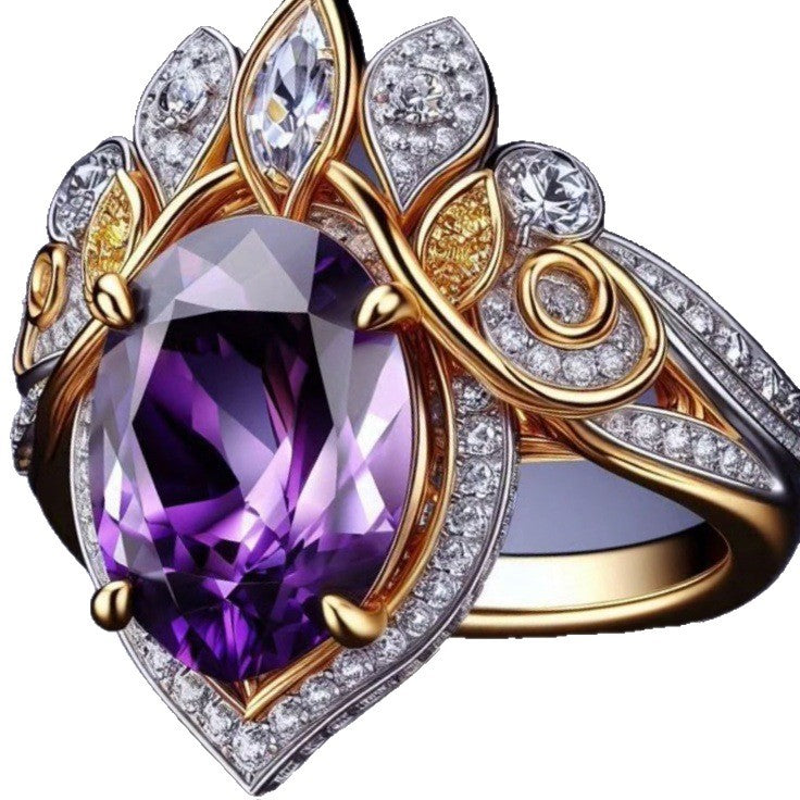 Elegant Vintage Inlaid Zircon Simple Personality Rings