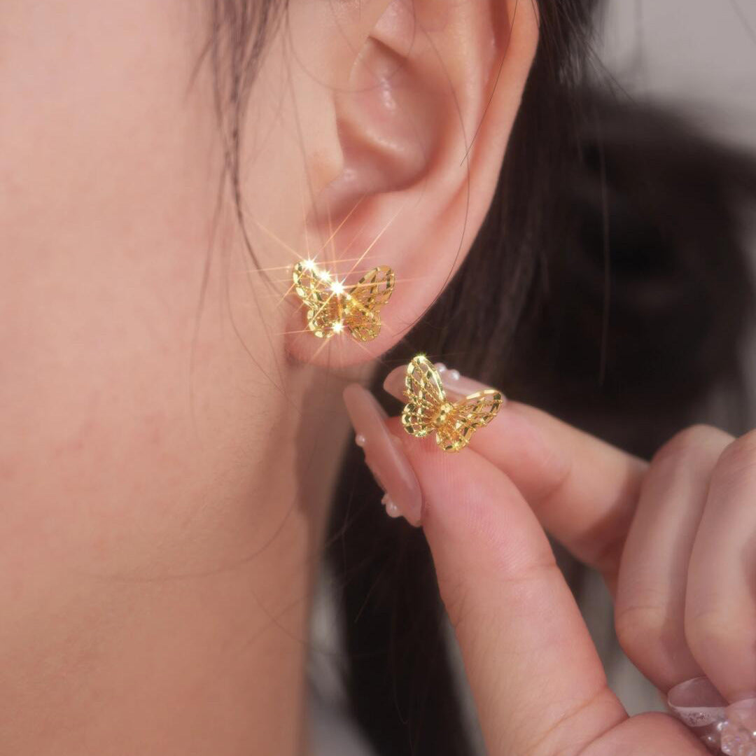 Women's Filigree Hollow Butterfly Light Luxury Temperament Stud Earrings