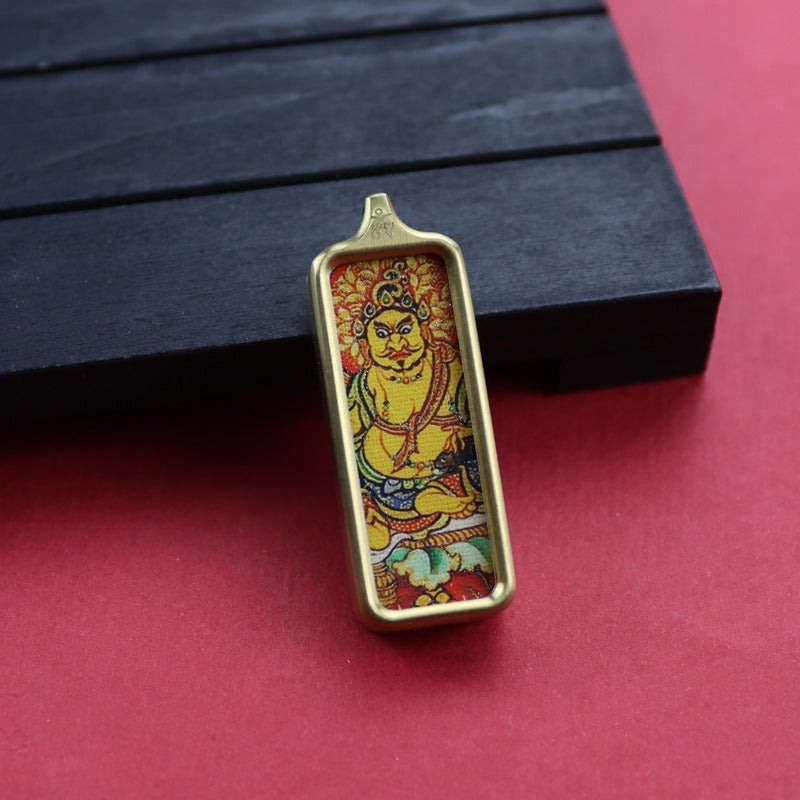 Tibetan Square Hand Painted Golden Outline Eight Patron Pendants