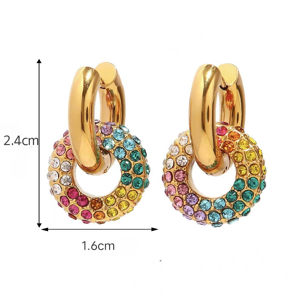 Women's French Retro Simple Gold Stainless Steel Full Earrings