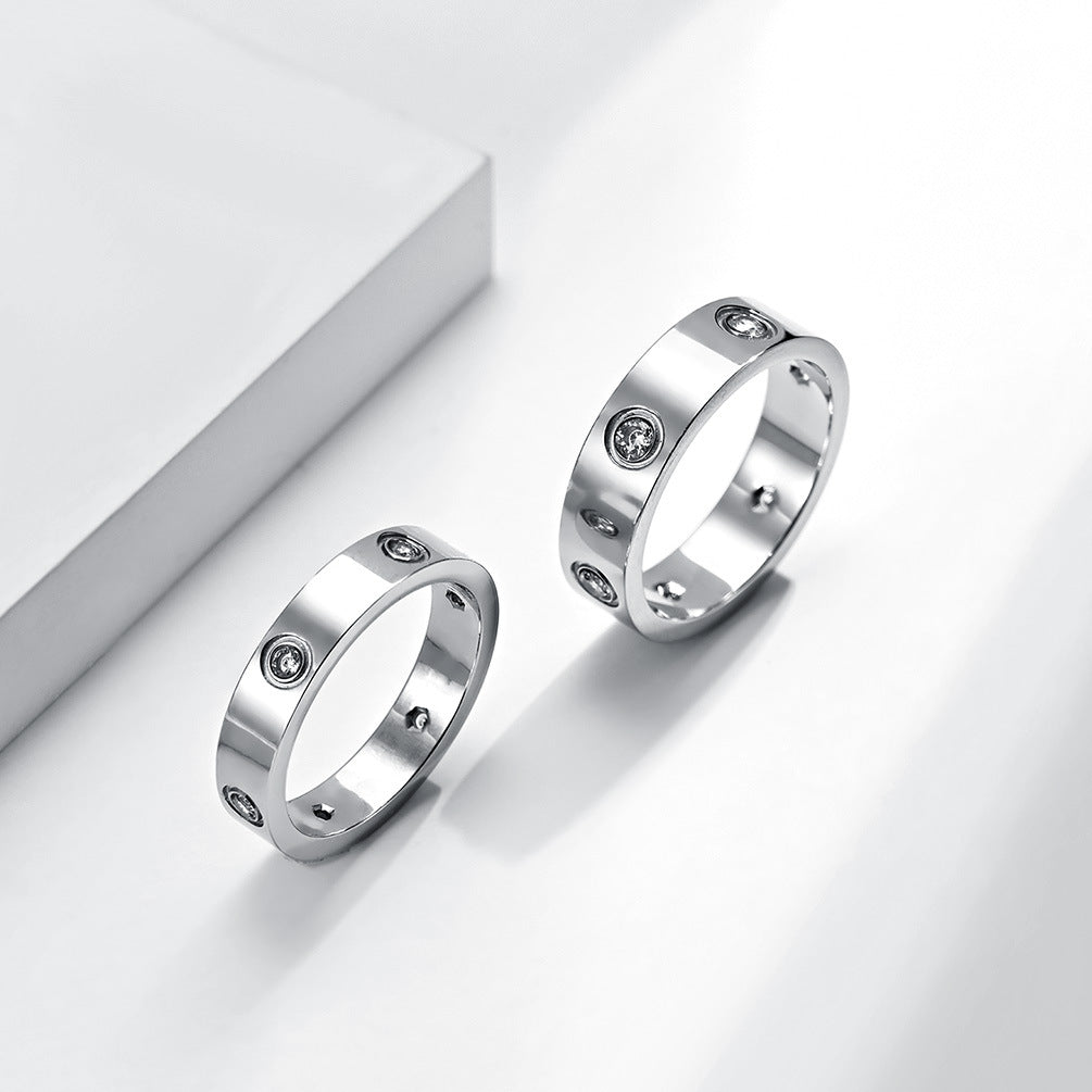 Steel Diamond Couple Male Female Trendy Rings