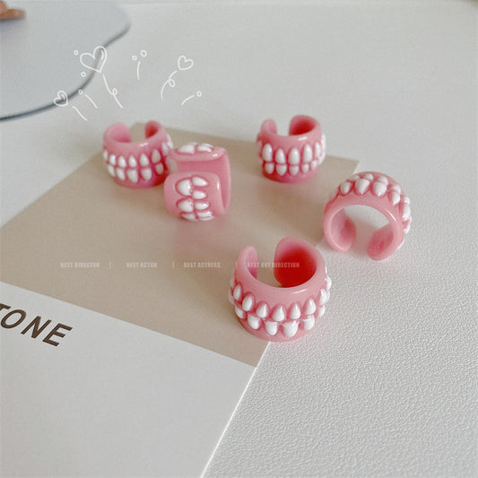 Funny Tooth Female Acrylic Cute Cartoon Rings