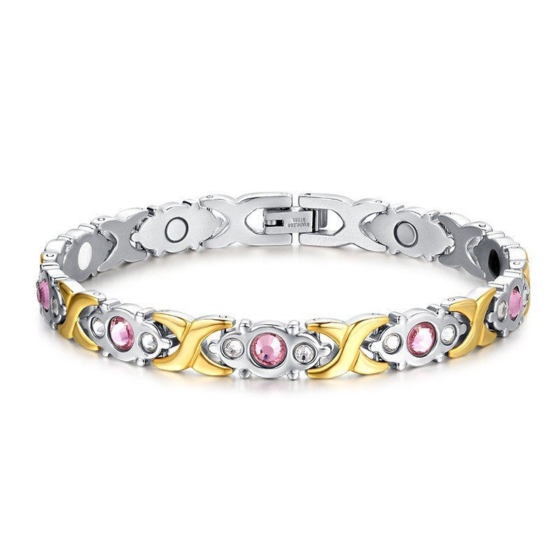 Women's Elegant Water Drop Design Cross Powder Diamond Bracelets