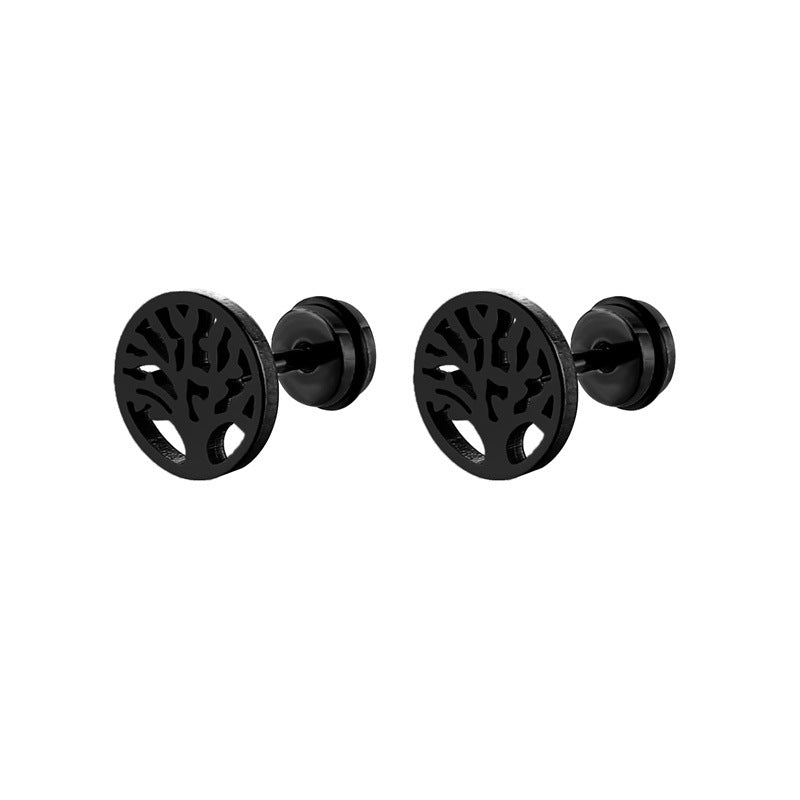 Geometric Round Big Tree High-grade Electroplating Elegant Ear Buckle