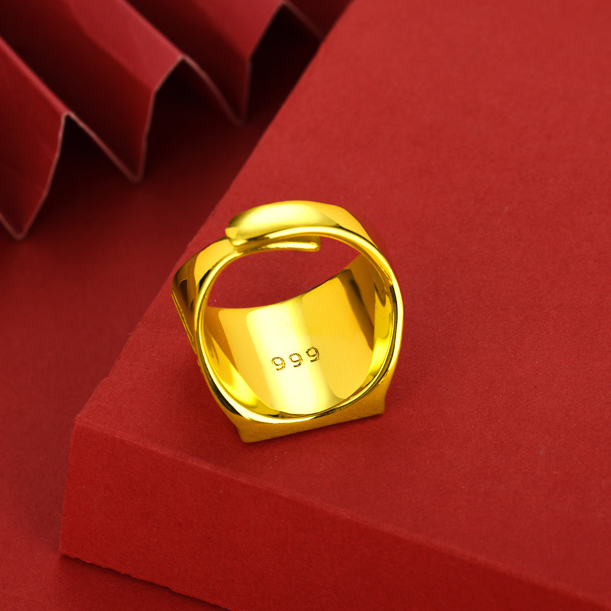 Men's Brass Gold-plated Gold Shop Alluvial Open Color Ring