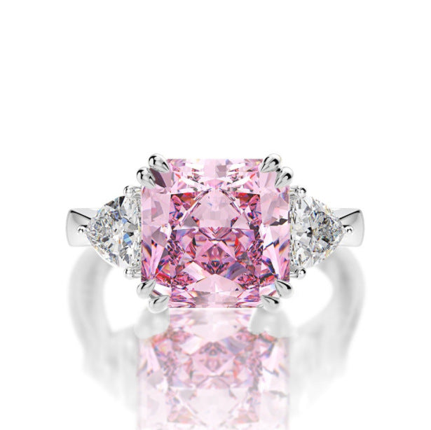 Tourmaline Rhinestone Live Broadcast Simple Princess Square Temperament Ring