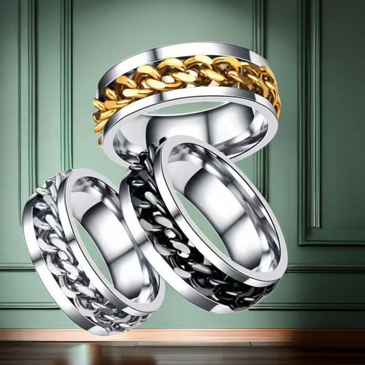 Men's Stainless Steel Niche Chain Rotating Titanium Rings