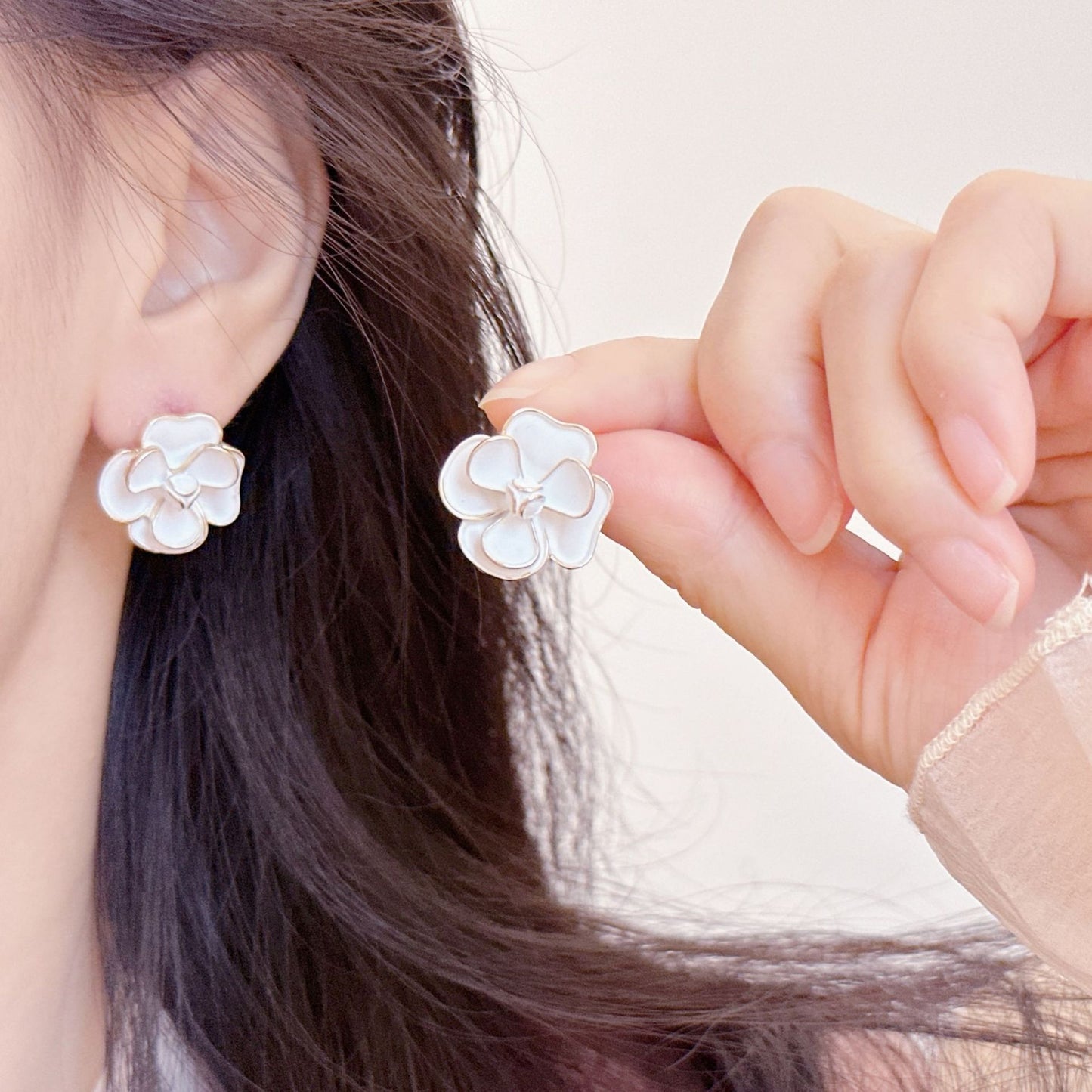Red Glaze Flowers Niche High Sense Ear Earrings