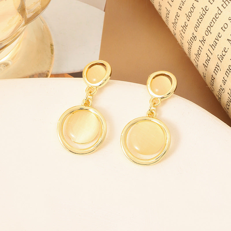 Simple Retro Sier Needle Pearl High Sense Ear Earrings