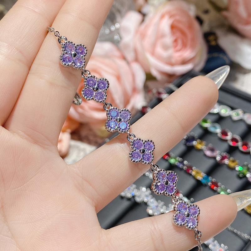 Full Transparent Tourmaline Colored Gems Female Plated Bright Bracelet