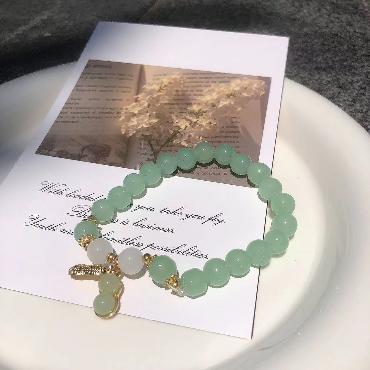 Colorful Gold Lotus Seedpod Cultural Creative Imitation Jade Scenic Bracelet