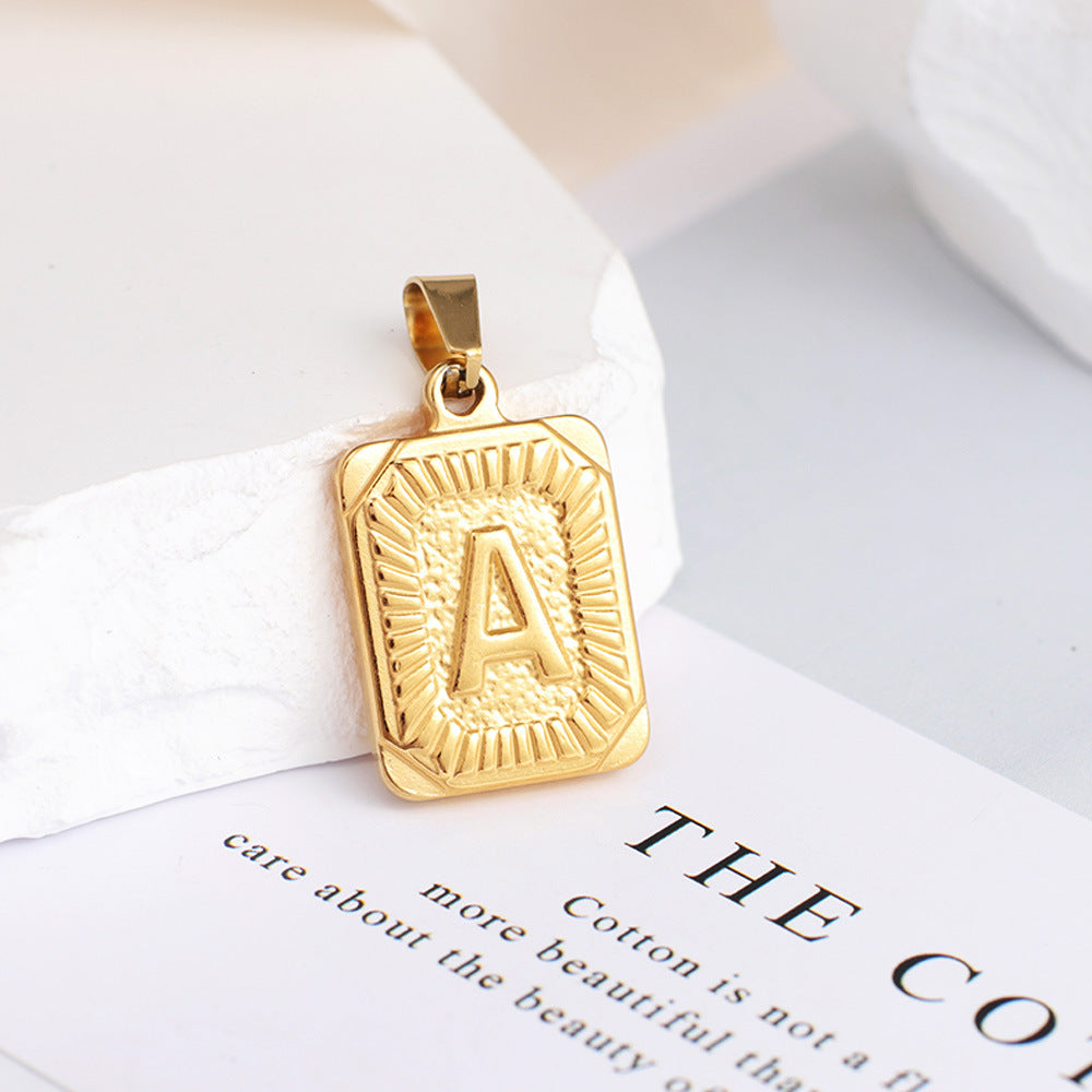 Gold English Letter Tag Simple Sweater Pendants