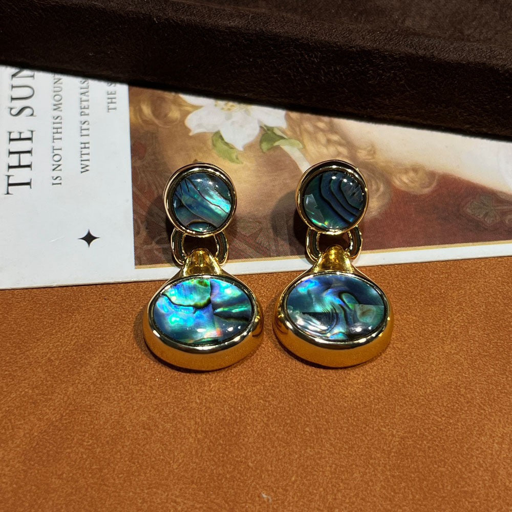 Women's Abalone Shell Series Gold Plated Environmental Protection Fashion French High-grade Earrings