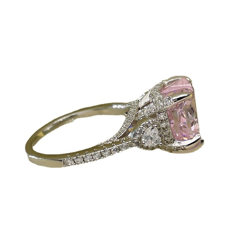 Women's Heart-shaped Rhinestone Sterling Sier Gold-plated Index Rings