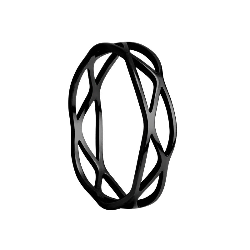 Women's & Men's Simple Cutting Titanium Steel Hollow Cross Ring