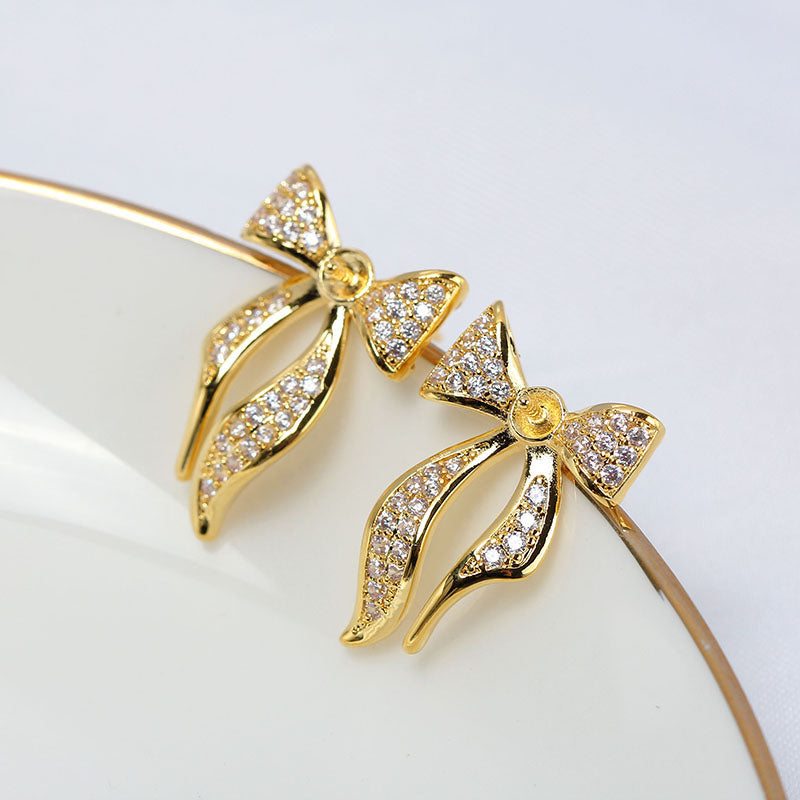 Zircon Sier Needle Pearl Eardrop Frame Simple Graceful Stud Earrings