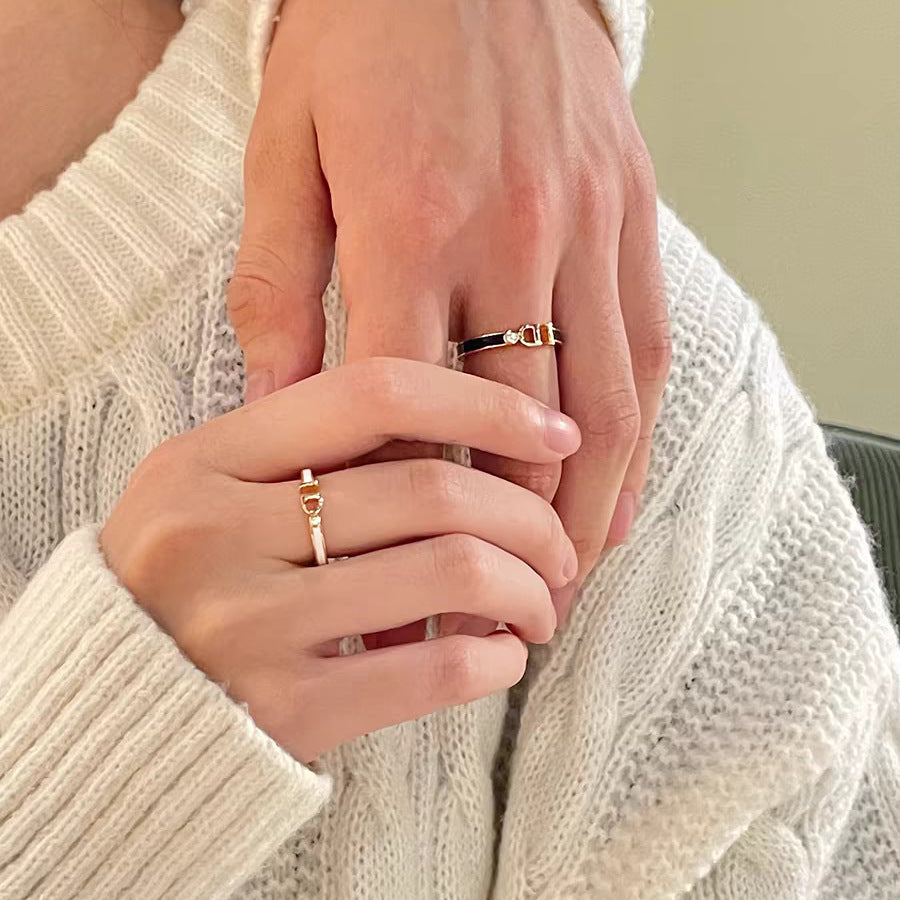 Couple Design High-grade Light Luxury Letters Opening Valentine's Day Commemorative Ring