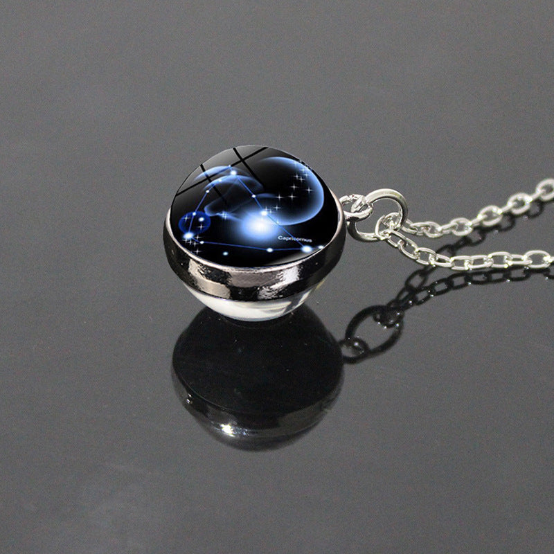 Sky Twee Constellation Glass Ball Time Stone Patch Necklace
