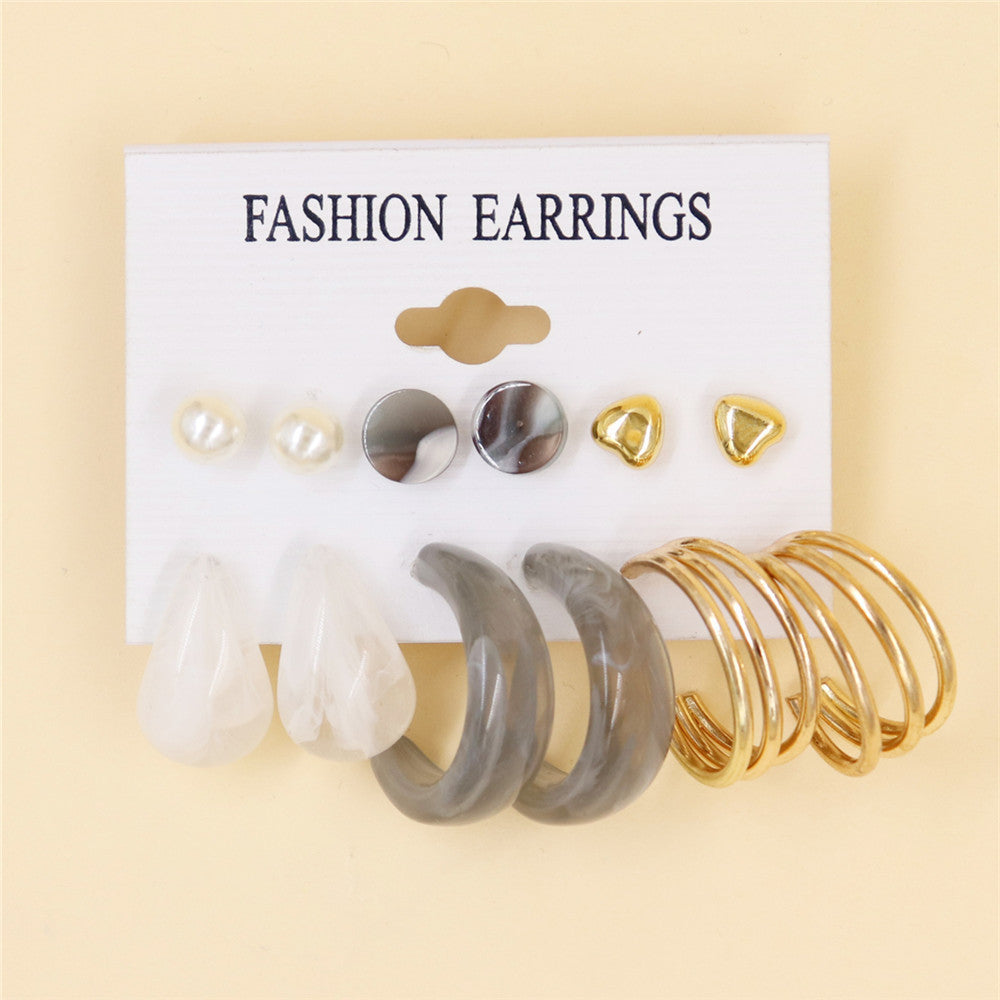 Women's Color Resin Leopard Print Pairs Retro Fashion Earrings