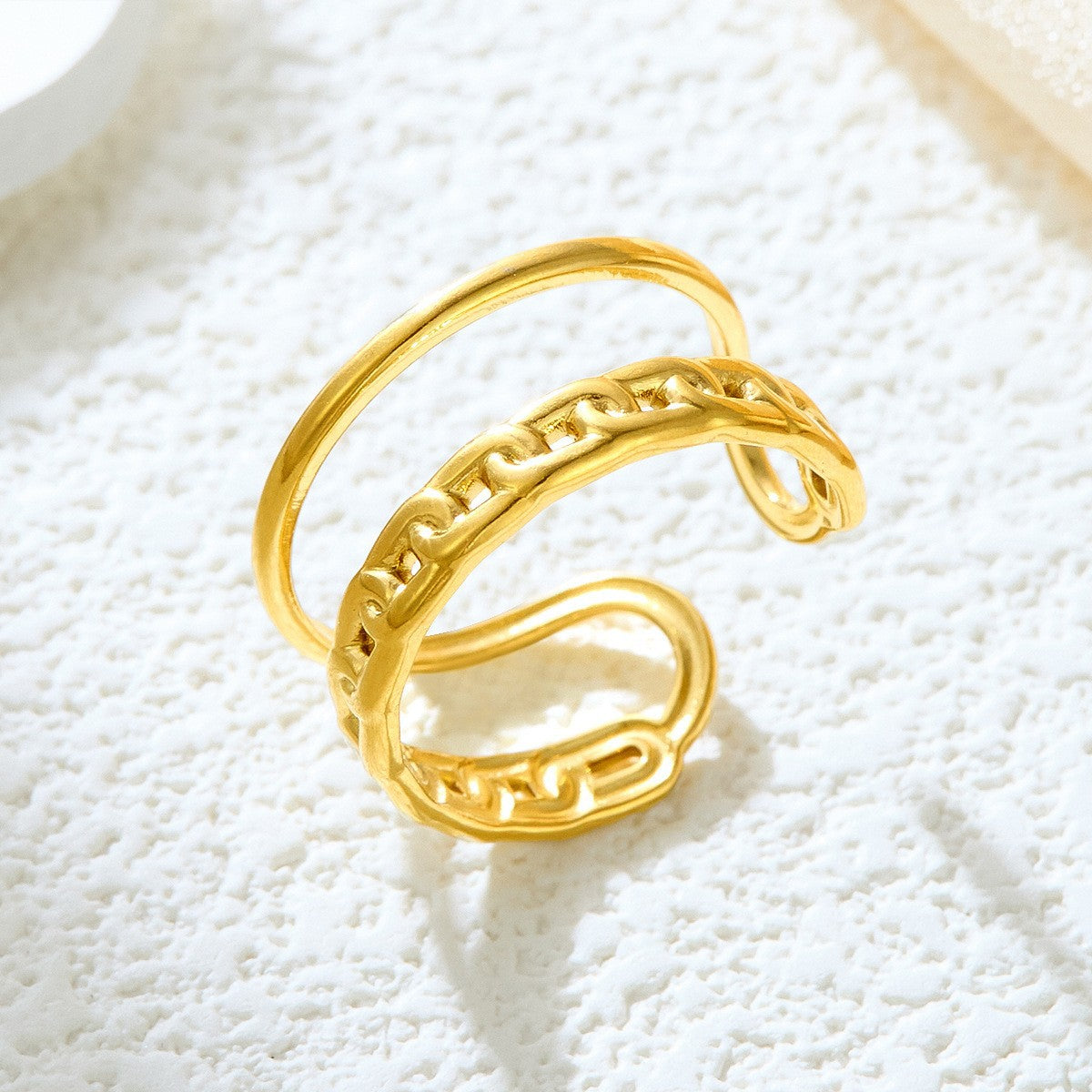 Stainless Steel Irregular Line Love Heart-shaped High-grade Ring