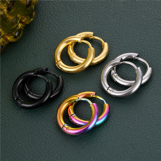 Women's & Men's For Titanium Steel Simple Clip Electroplated Earrings