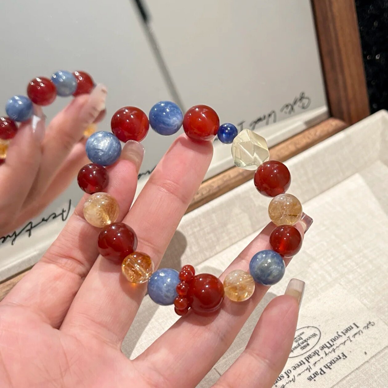 Blue Red Agate Sealant Flower Yellow White Crystal Bracelet