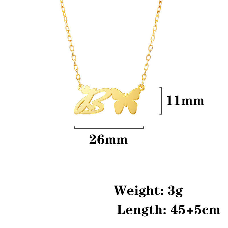 Stainless Steel Butterfly Love Letter High-grade Clavicle Pendants