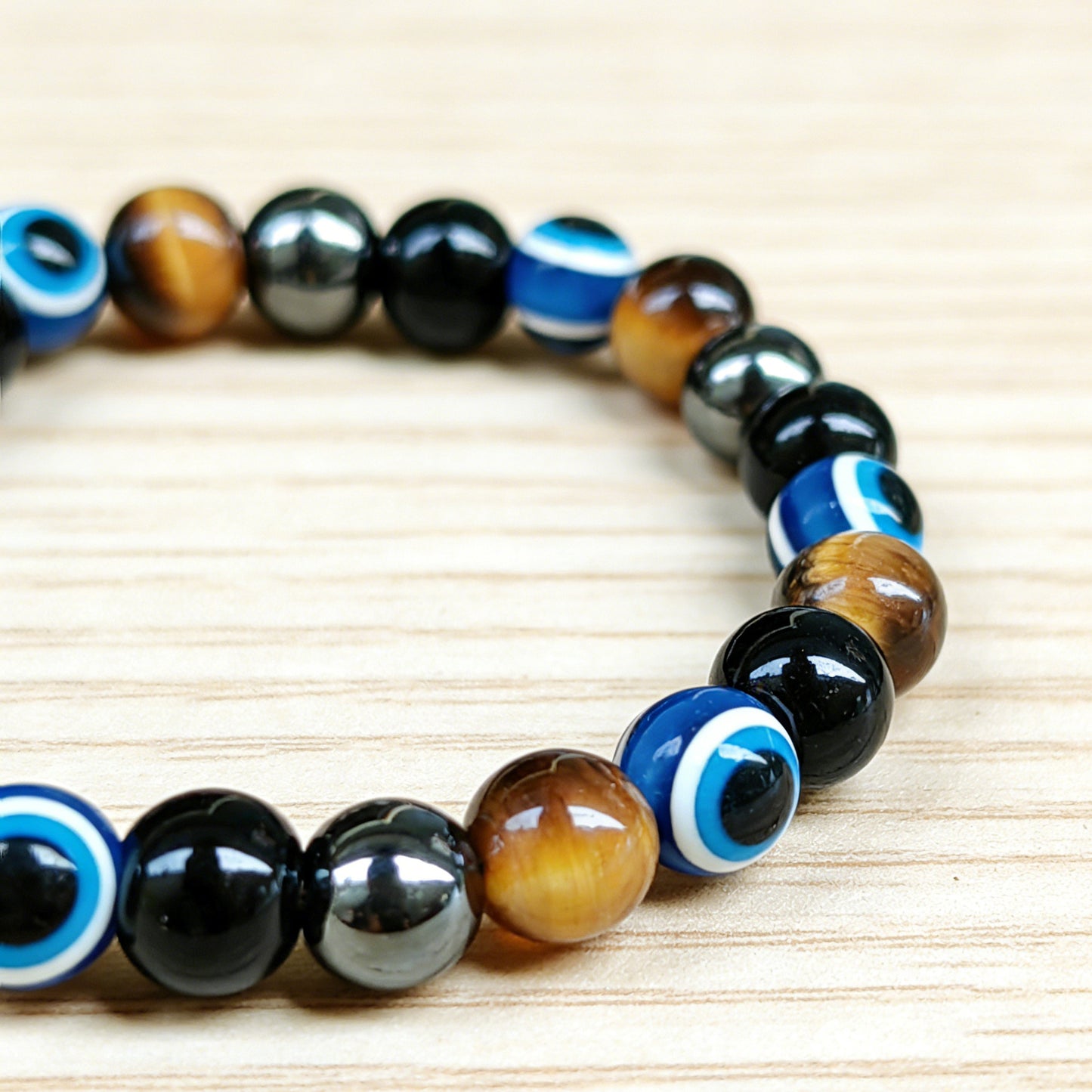 Tiger Eye Magnet Stone Black Evil Handmade Beaded Bracelet