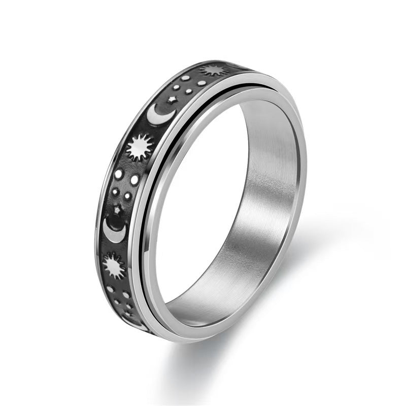 Rotatable Titanium Steel Female Decompression Meditation Ring