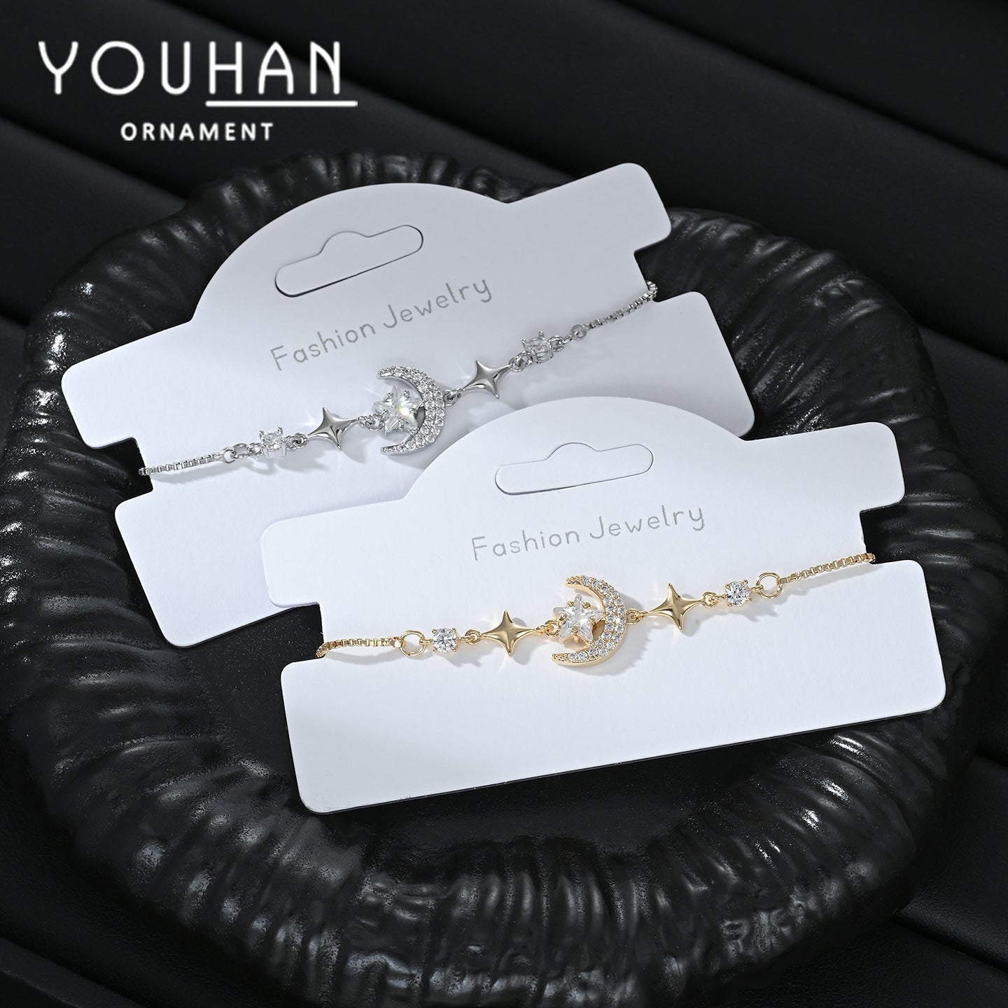 Inlaid Zircon Light Luxury Hand Female Niche Design Star Moon Bracelets