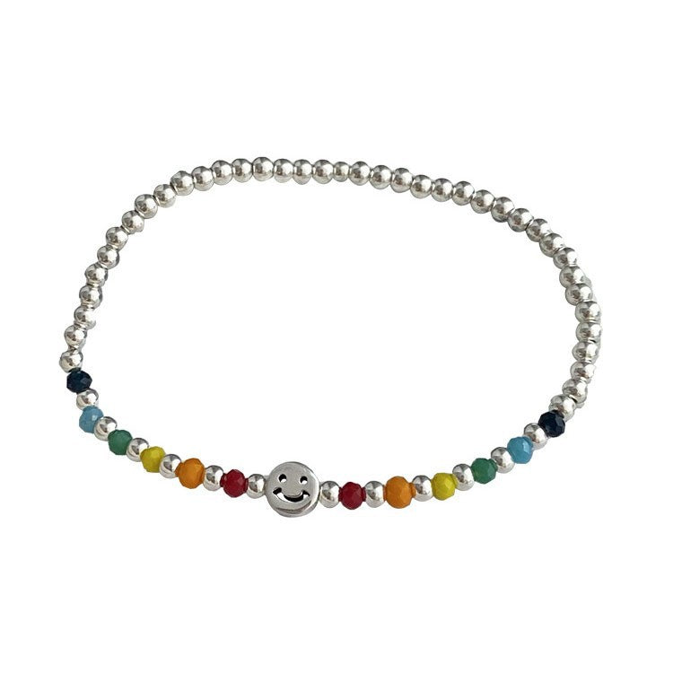 Sier-plated Handmade Rainbow Female Summer Girlfriends White Bracelet