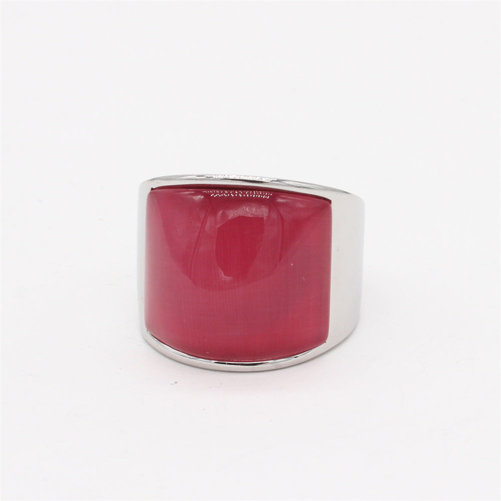 Women's & Men's Fashion Gem Titanium Steel Simple Rings
