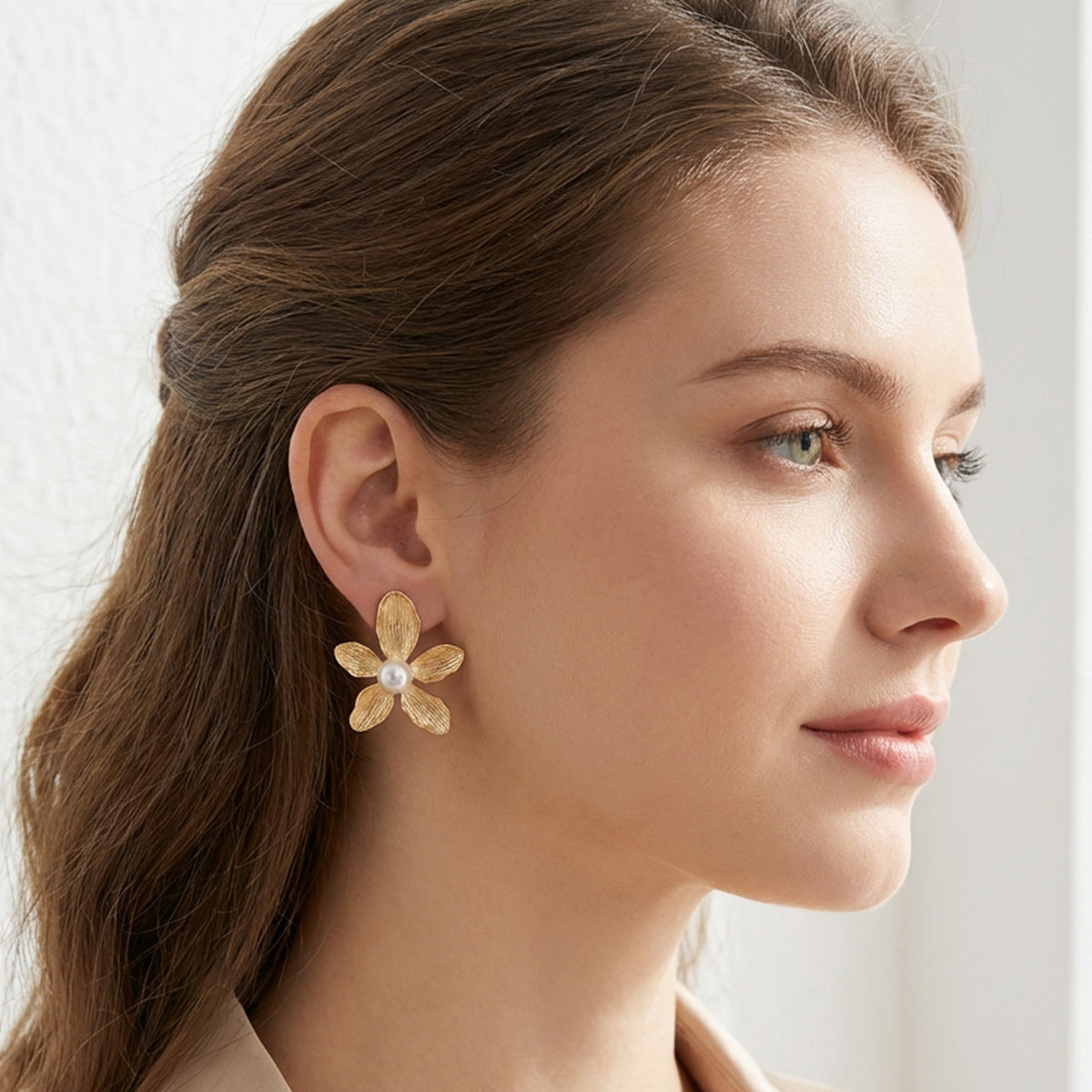 Source Style Flower Bohemian Popular Pearl Earrings