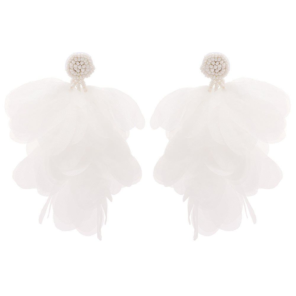 Women's Lace Flower Tassel For High Profile Fashion Super Fairy Earrings