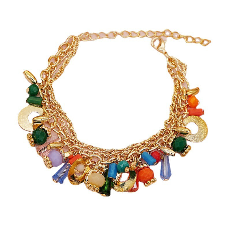 Women's Fashion Bohemian Glass Crystal Mixed Color Bracelets