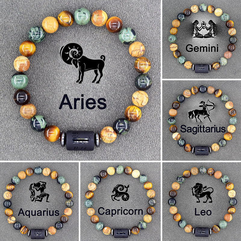 Constellation Natural Stone Beaded Twee Tigereye Bracelet