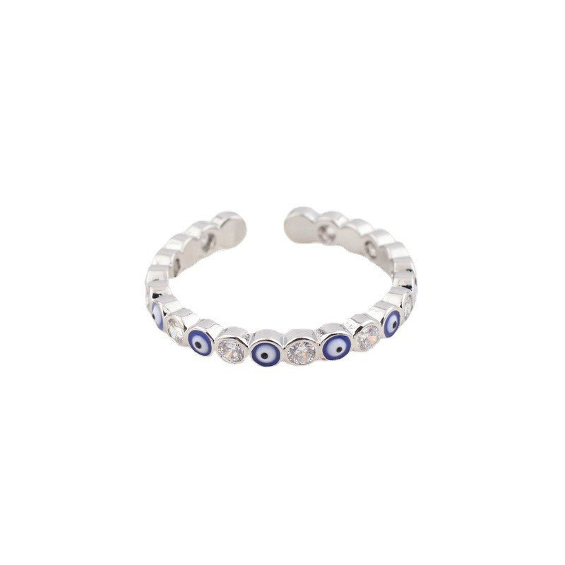 Eye Brass Open Zircon Diamond Adjustable Fashion Ring