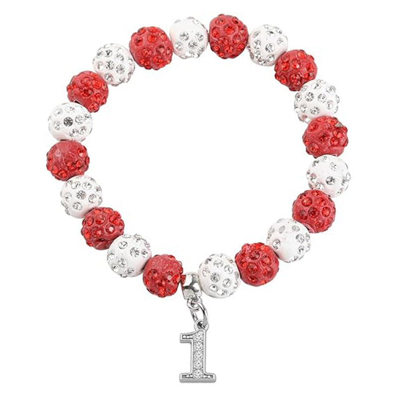 Rhinestone Round Beads Elastic Silk Beaded Metal Bracelet