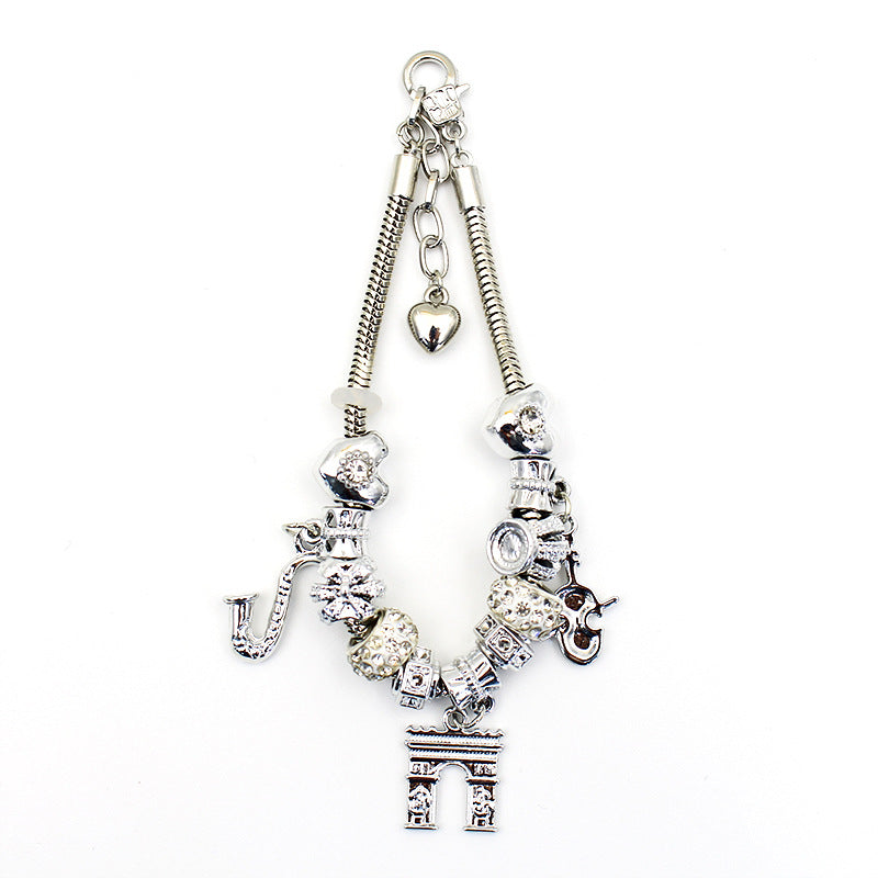 Crystal Heart-shaped Glass Bead Temperament Trend Alloy Bracelet