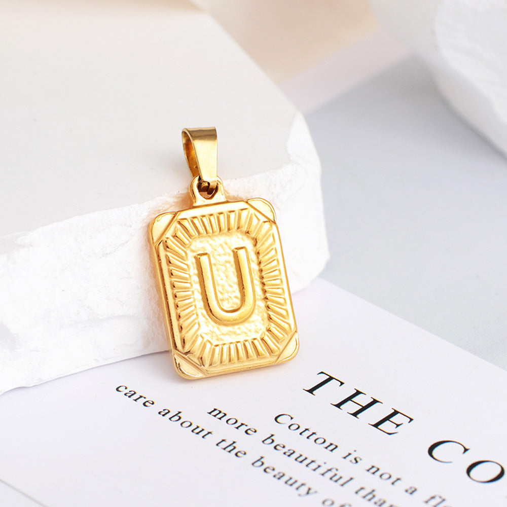 Gold English Letter Tag Simple Sweater Pendants