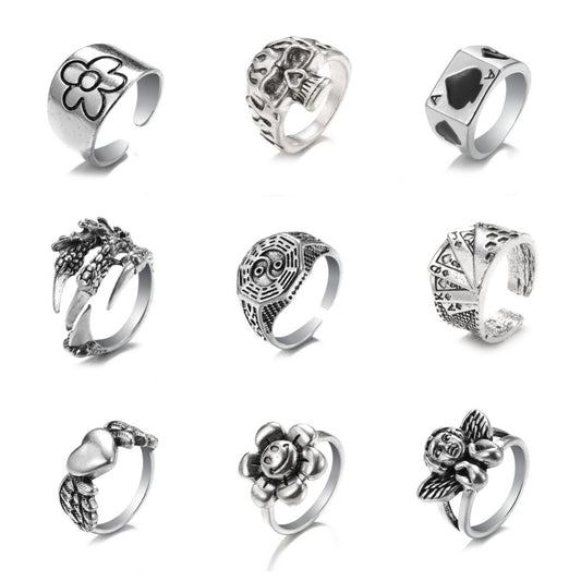 Knuckle Female Personality Rose Skull Spider Rings