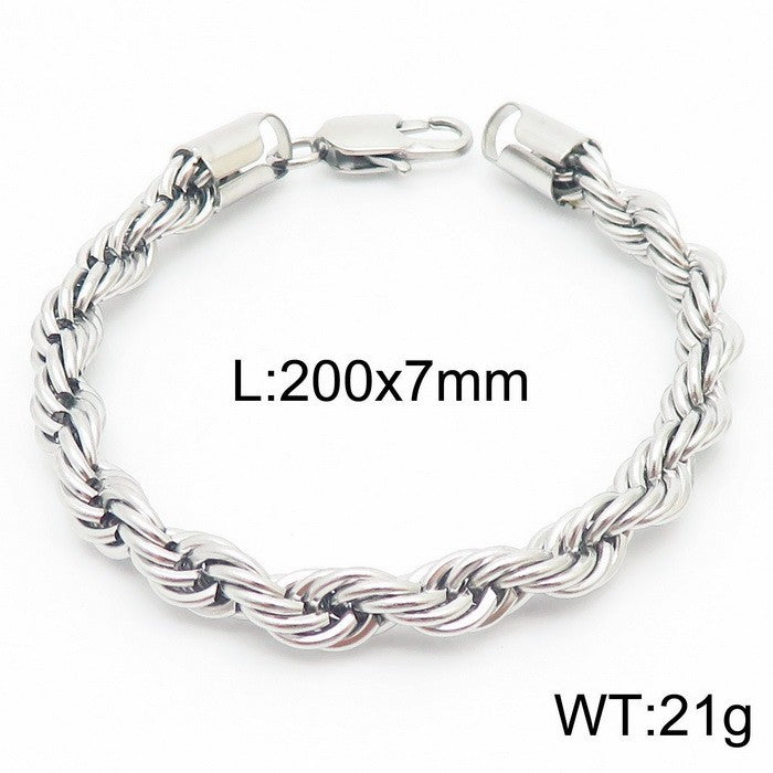 Steel Ornament Spiral Hemp Rope Hip Hop Bracelets