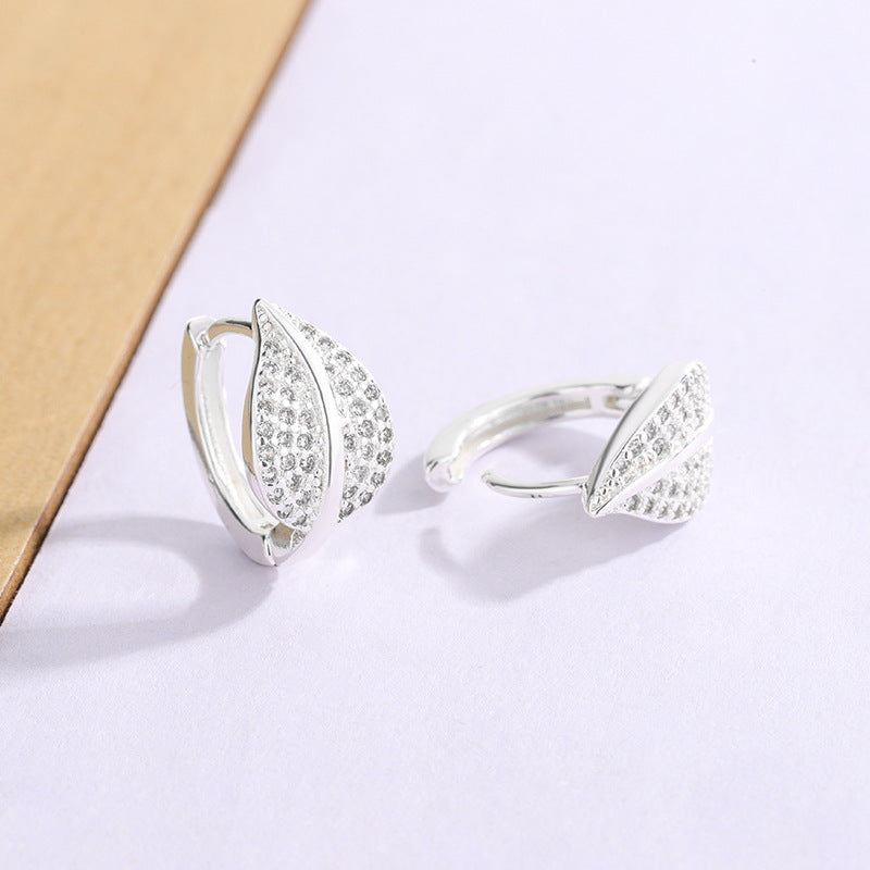 Luxury Full Diamond Leaf-shaped Female Niche High-grade Versatile Exquisite Earrings