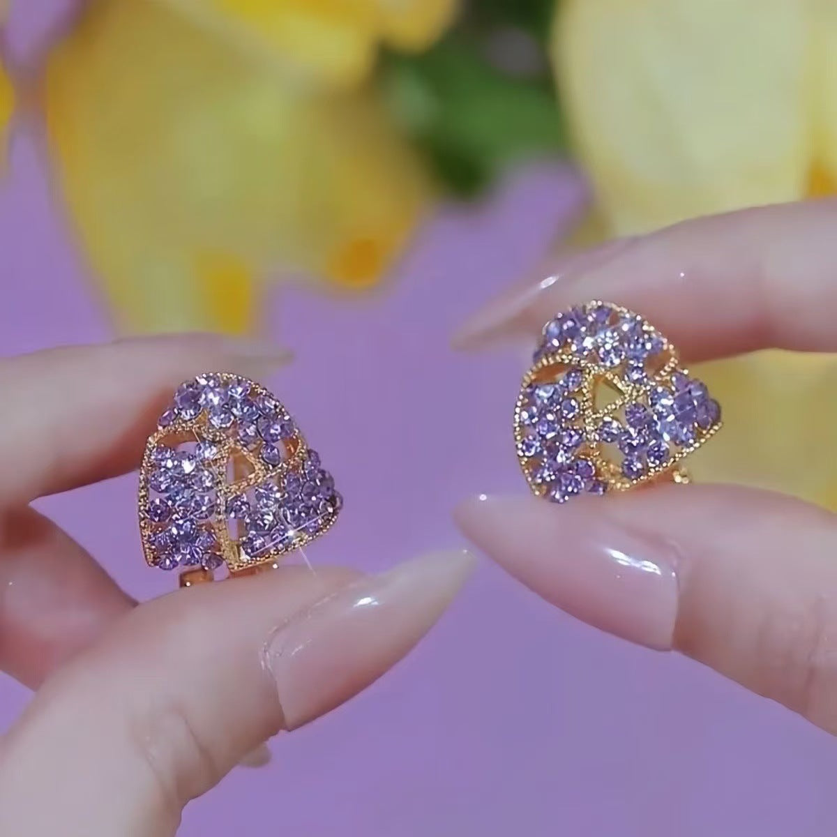 Purple Triangle Fashion Design High-grade Super Earrings