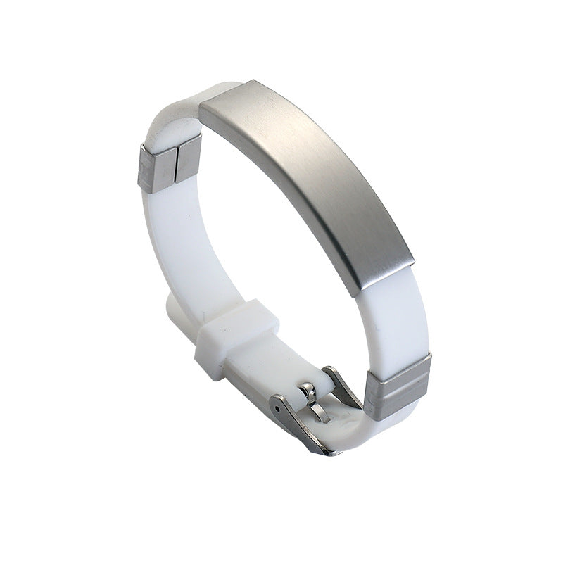 Simple Silicone Stainless Steel Glossy Can Bracelets