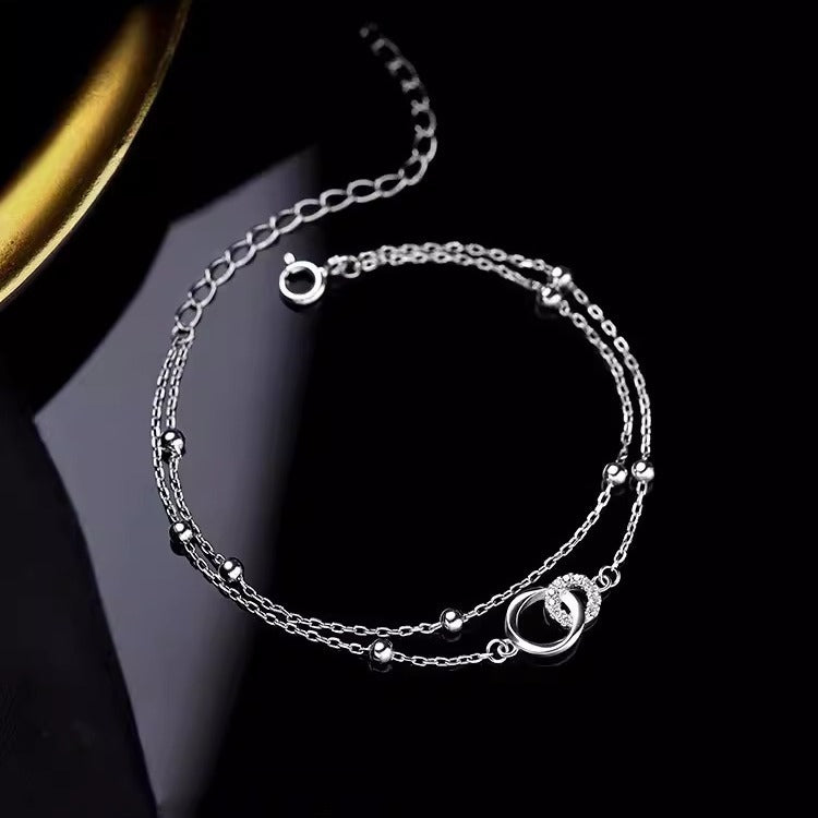 Strip Double Layer Ball Female Buckle Light Luxury Minority Exquisite Bracelet